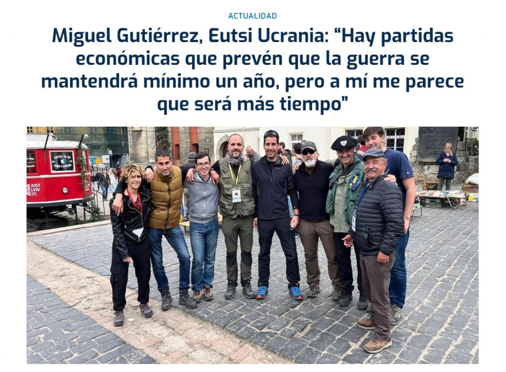 Onda Vasca - 4 de Enero.
"Hay partidas económicas que prevén que la guerra se mantendrá mínimo uyn año, pero a mí me parede que será más tiempo"